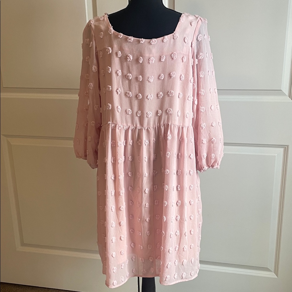 Jodifl Soft Pink Textured Swiss Dot Dress Size Med - Picture 8 of 9